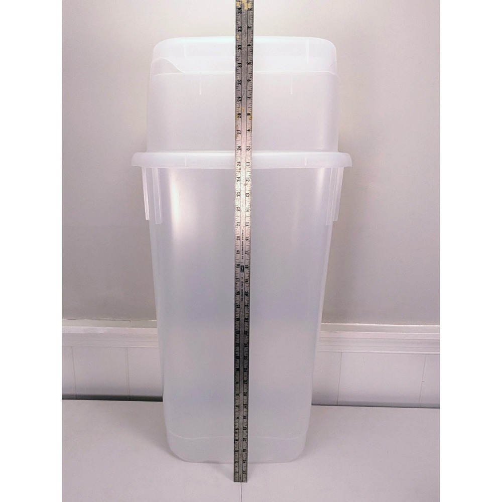 Rubbermaid Wrap N' Craft Storage Bin for Wrapping Paper Clear Plastic Tall Slim